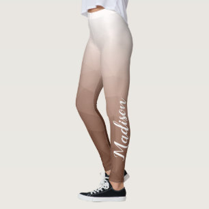 Mocha brown Gradient Geometric Mesh Your name Leggings