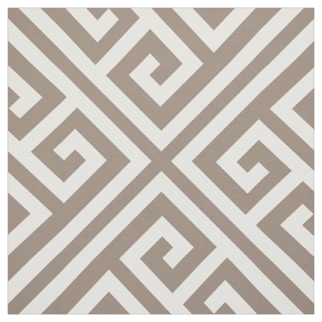 Mocha Brown Greek Key Large Scale Fabric (Swatch)