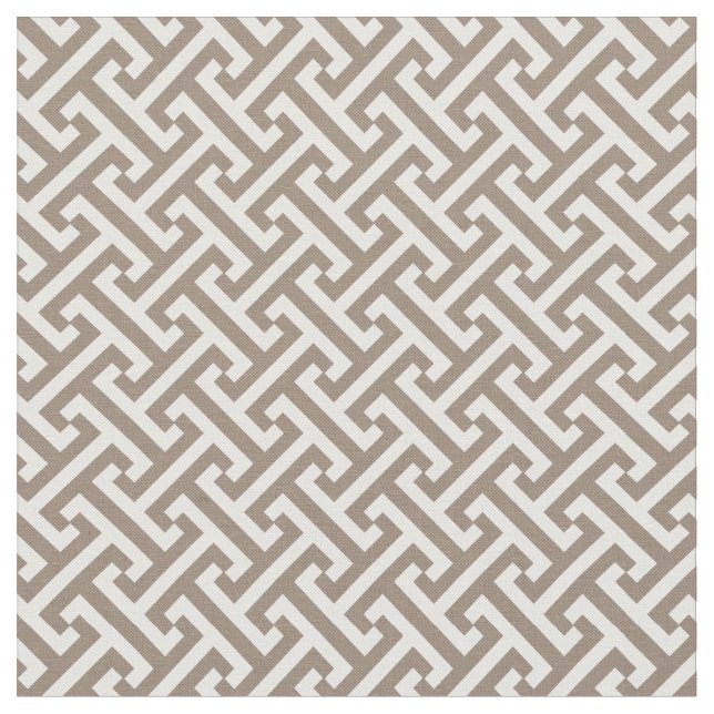 Mocha Brown Greek Key Pattern Fabric (Close Up)