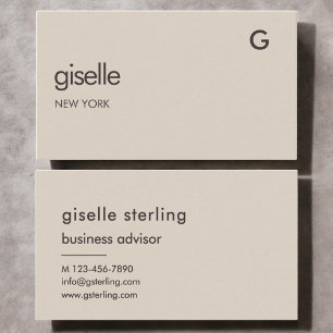 Mocha Brown Luxury Minimalist Monogram Business Card