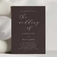 Mocha Brown Minimalist Script Elegant Fall Wedding