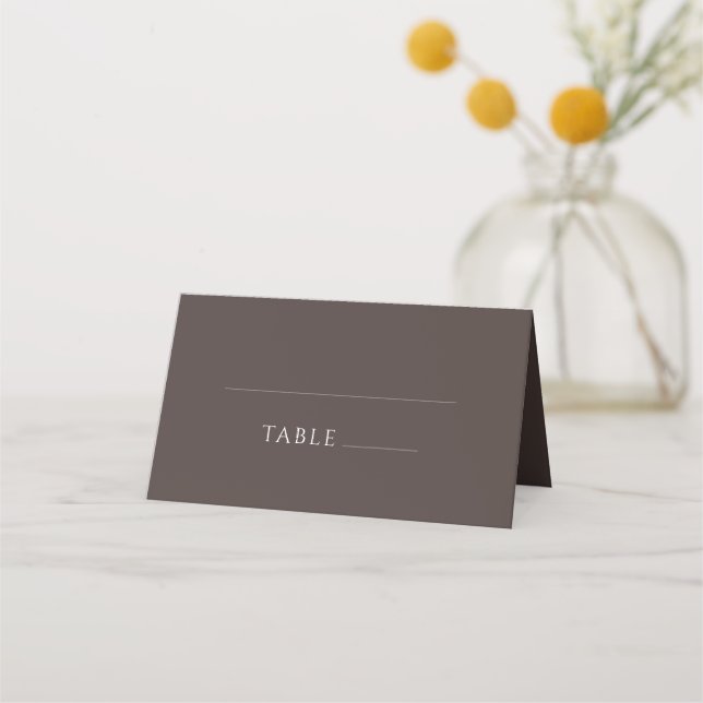 Mocha Brown Modern Elegant Wedding Place Cards (Front)