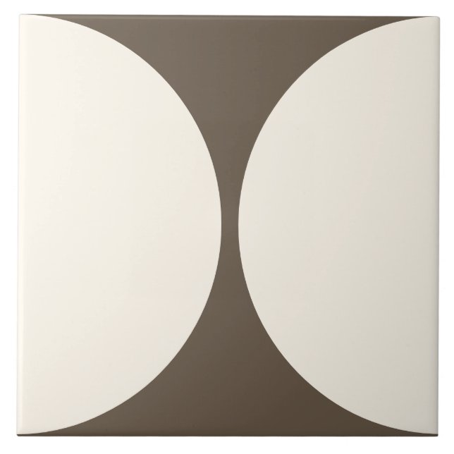 Mocha Brown Modern Geometric Semi circle Tile (Front)