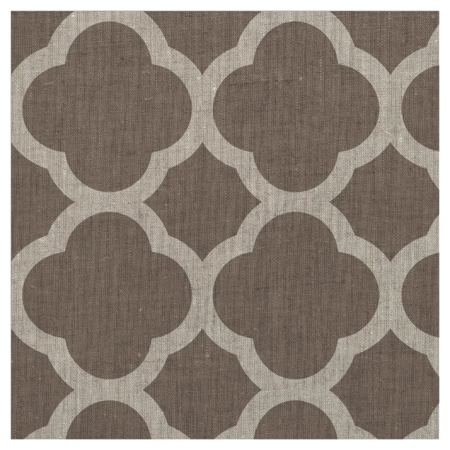 Mocha Brown Modern Quatrefoil Large Scale Fabric (Swatch)