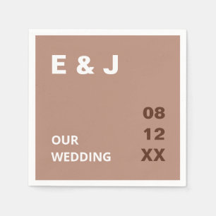Mocha Brown Modern Wedding Napkins