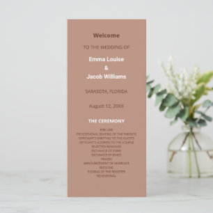 Mocha Brown Modern Wedding Program