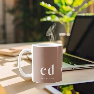 Mocha brown monogram initials name coffee mug
