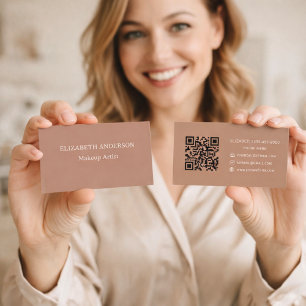 Mocha brown qr code business card