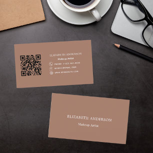 Mocha brown qr code business card