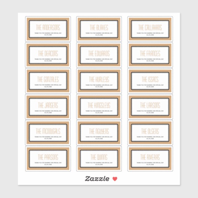 Mocha brown rectangular frame individual labels (Sheet)