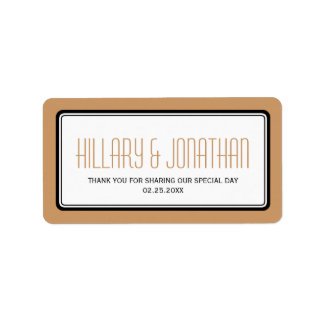 Mocha brown rectangular frame wedding favour label