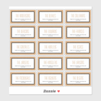 Mocha brown rectangular individual 15 labels