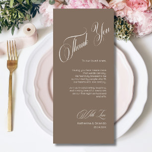 Mocha Brown Rustic Place Setting Thank You Card