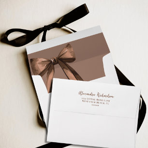Mocha Brown She's Tying The Knot Bow Bridal Shower Envelope