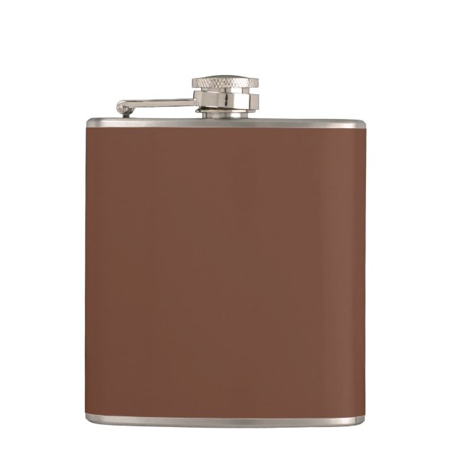 Mocha Brown Solid Colour | Classic | Elegant Hip Flask (Front)