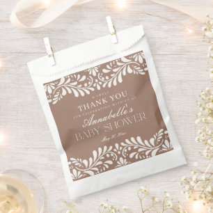Mocha Brown Talavera Fiesta Baby Shower Dessert Favour Bags