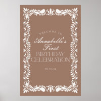 Mocha Brown Talavera Fiesta Birthday Party Welcome