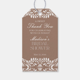 Mocha Brown Talavera Fiesta Bridal Shower Favour Gift Tags