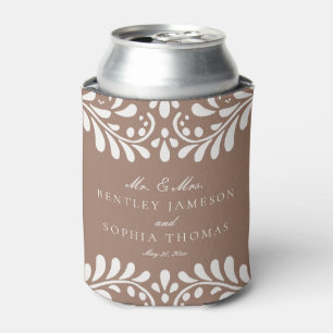 Mocha Brown Talavera Spanish Fiesta Wedding Favour Can Cooler