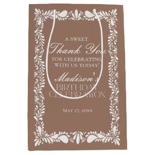 Mocha Brown Talavera Tile Fiesta Birthday Favours Medium Gift Bag