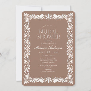 Mocha Brown Talavera Tile Fiesta Bridal Shower Invitation
