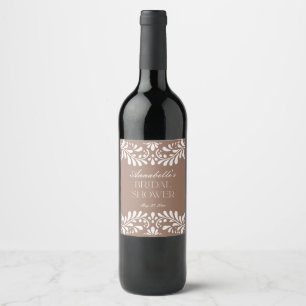 Mocha Brown Talavera Tile Fiesta Bridal Shower Wine Label