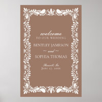 Mocha Brown Talavera Tile Fiesta Wedding Welcome