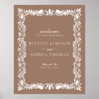 Mocha Brown Talavera Tile Fiesta Wedding Welcome