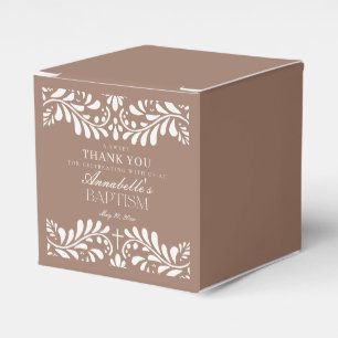 Mocha Brown Talavera Tile Style Fiesta Baptism Favour Box