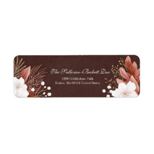Mocha Brown Texture White Blossom Leaf
