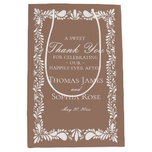 Mocha Brown Tile Talavera Fiesta Wedding Favors Medium Gift Bag