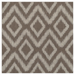 Mocha Brown Tribal Ikat Chevron Fabric