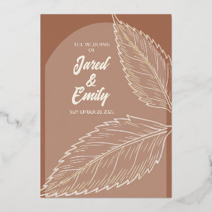 Mocha Brown Wedding Foil Invitation