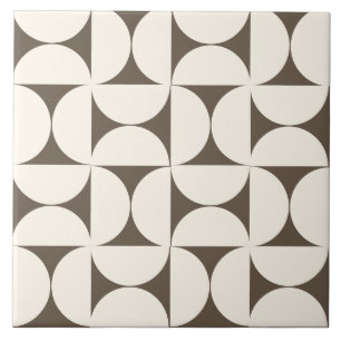 Mocha BrownModern Geometric Semi circles Tile