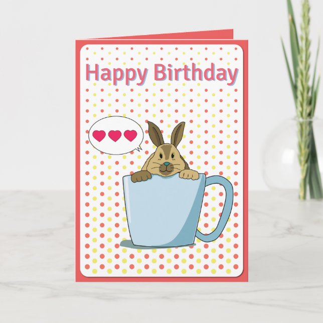 Mocha bunny Happy Birthday Card (Front)