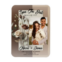 Mocha Café Au Lait Brown Neutral Floral Save Date