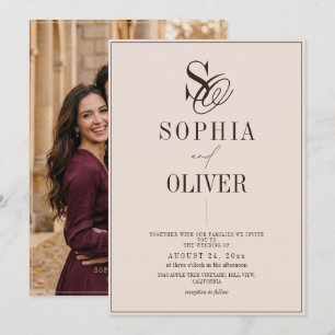 Mocha Chocolate Photo Modern Wedding Invitation