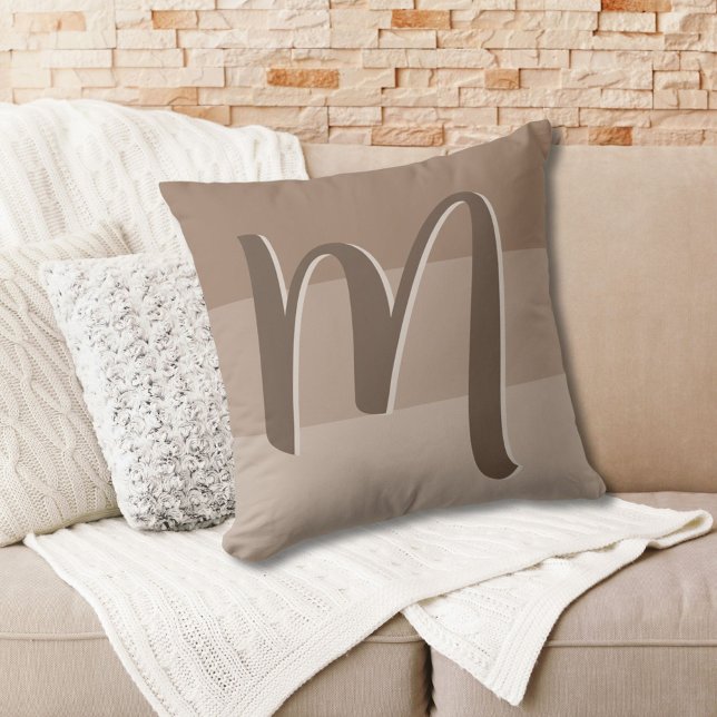 Mocha Colour Blocks Monogram  Cushion (Creator Uploaded)