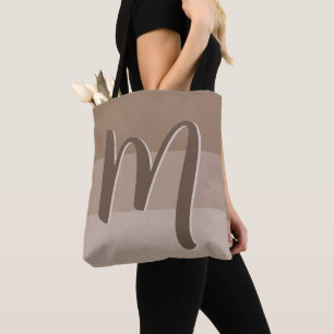 Mocha Colour Blocks Monogram Tote Bag