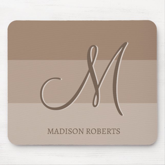 Mocha Colour Blocks Personalised Monogram  Mouse Pad (Front)