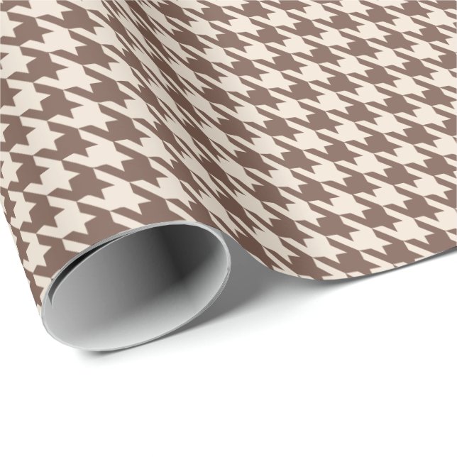 Mocha & Cream Houndstooth Pattern | Elegant Warm N Wrapping Paper (Roll Corner)