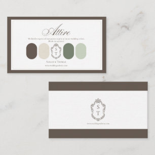 Mocha Cream Sage Green Wedding Attire Colour Enclosure Card