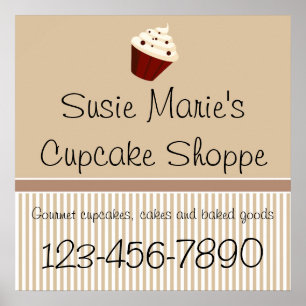 Mocha Cupcake Shoppe Sign or Advertisement Poster