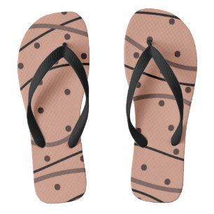 Mocha Dots & Stripes Pattern Jandals