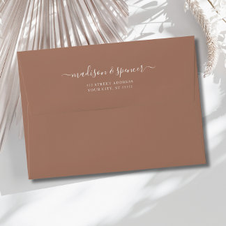 Mocha elegant and modern wedding 5x7 envelope
