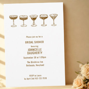 Mocha Espresso Martini Bachelorette w/QR Code  Invitation