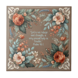 Mocha Floral Bible Verse Customisable Tile