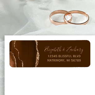 Mocha Gold Agate Brown Wedding Return Address