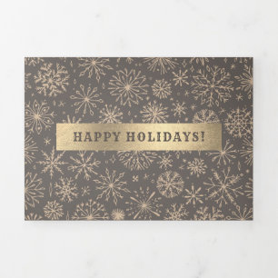 Mocha Gold Holiday Multi Photo Tri-Fold Card