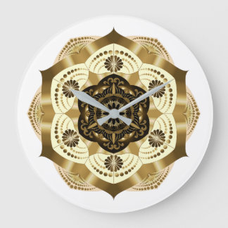 Mocha Gold Mandala Large Clock
